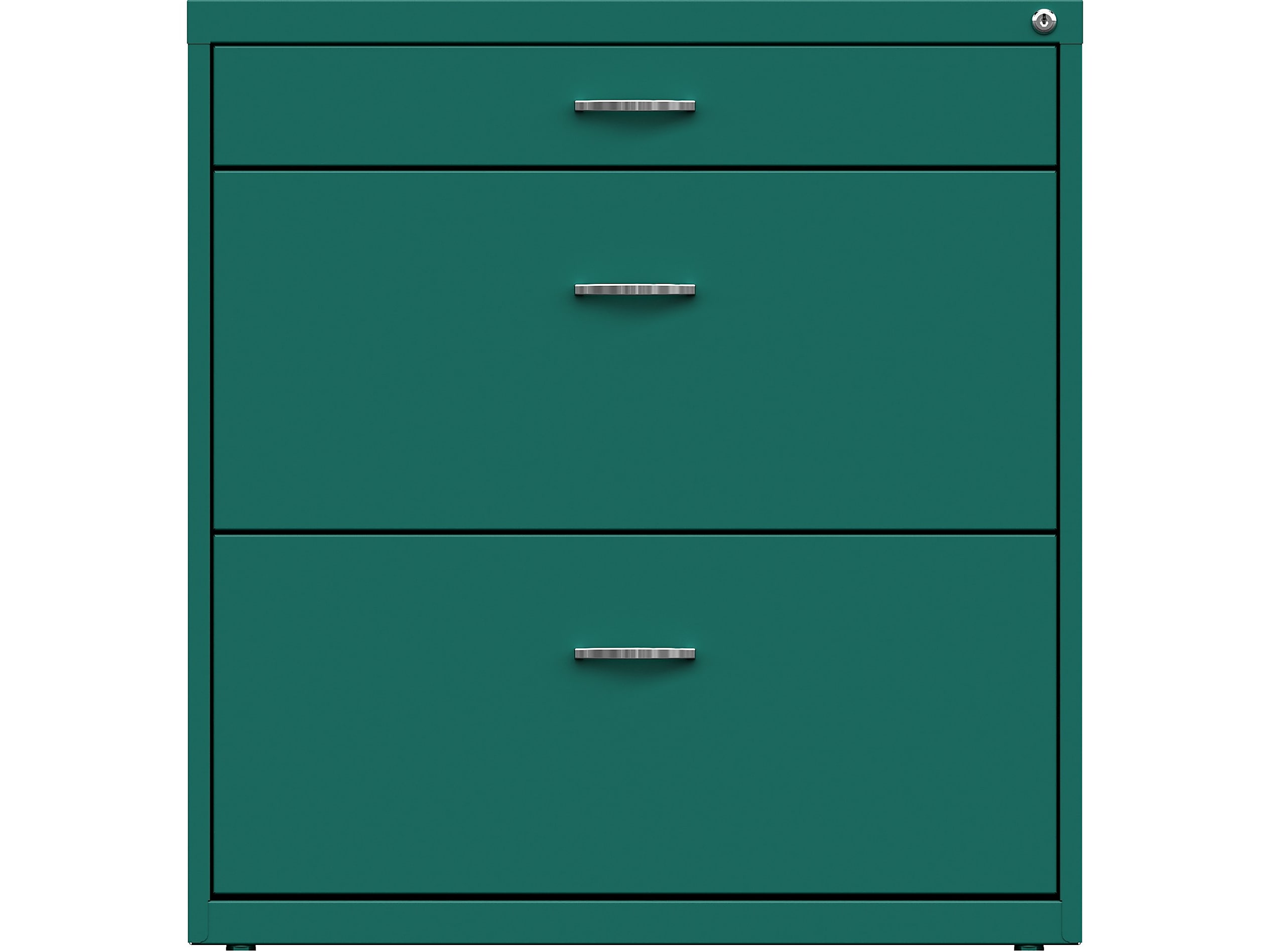 Space Solutions 3-Drawer Lateral File Cabinet, Letter/Legal Size, Lockable, 31.88"H x 30"W x 17.63"D, Teal (25074)