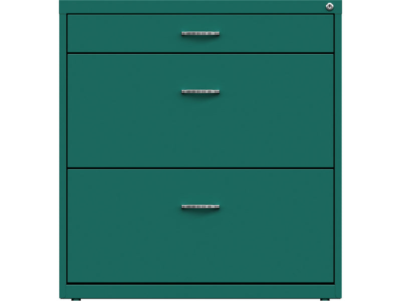 Space Solutions 3-Drawer Lateral File Cabinet, Letter/Legal Size, Lockable, 31.88"H x 30"W x 17.63"D, Teal (25074)