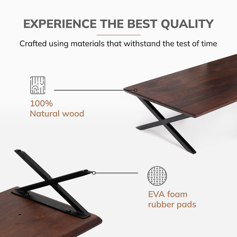 Anji Mountain Acacia Wood & Metal Monitor Stand, Up to 32" Monitor, Walnut (MS-WAL-04BLK)