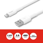 Staples TECH Lightning to USB-A Charging Cable, 3.3 ft., White (ST62329)