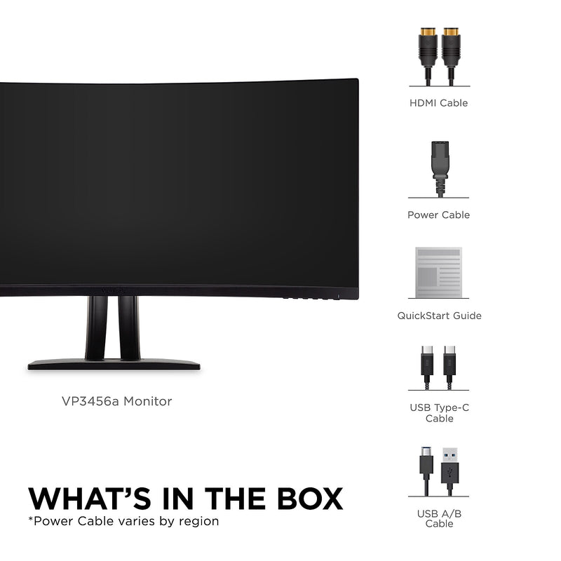 ViewSonic ColorPro 34" Curved 75Hz LED Monitor, Black (VP3456A)