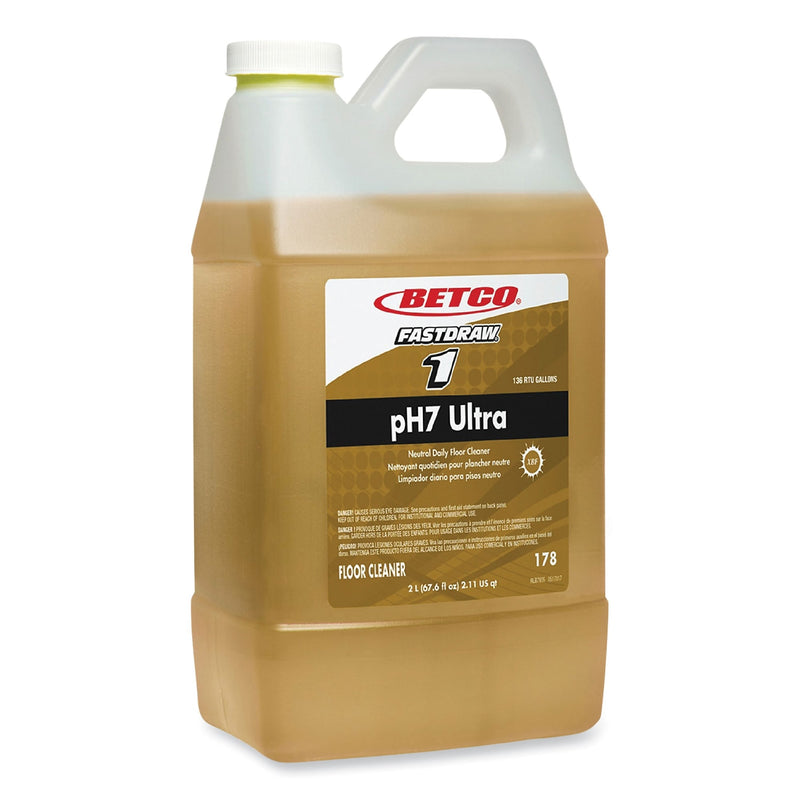 Betco pH7 Ultra Neutral Cleaner, Lemon Scent, 2 L Bottle, 4/Carton