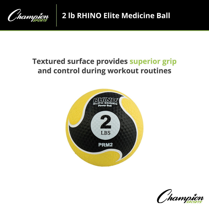 Champion Sports 2 lbs. Rhino Elite Medicine Ball, Yellow (CHMP694)