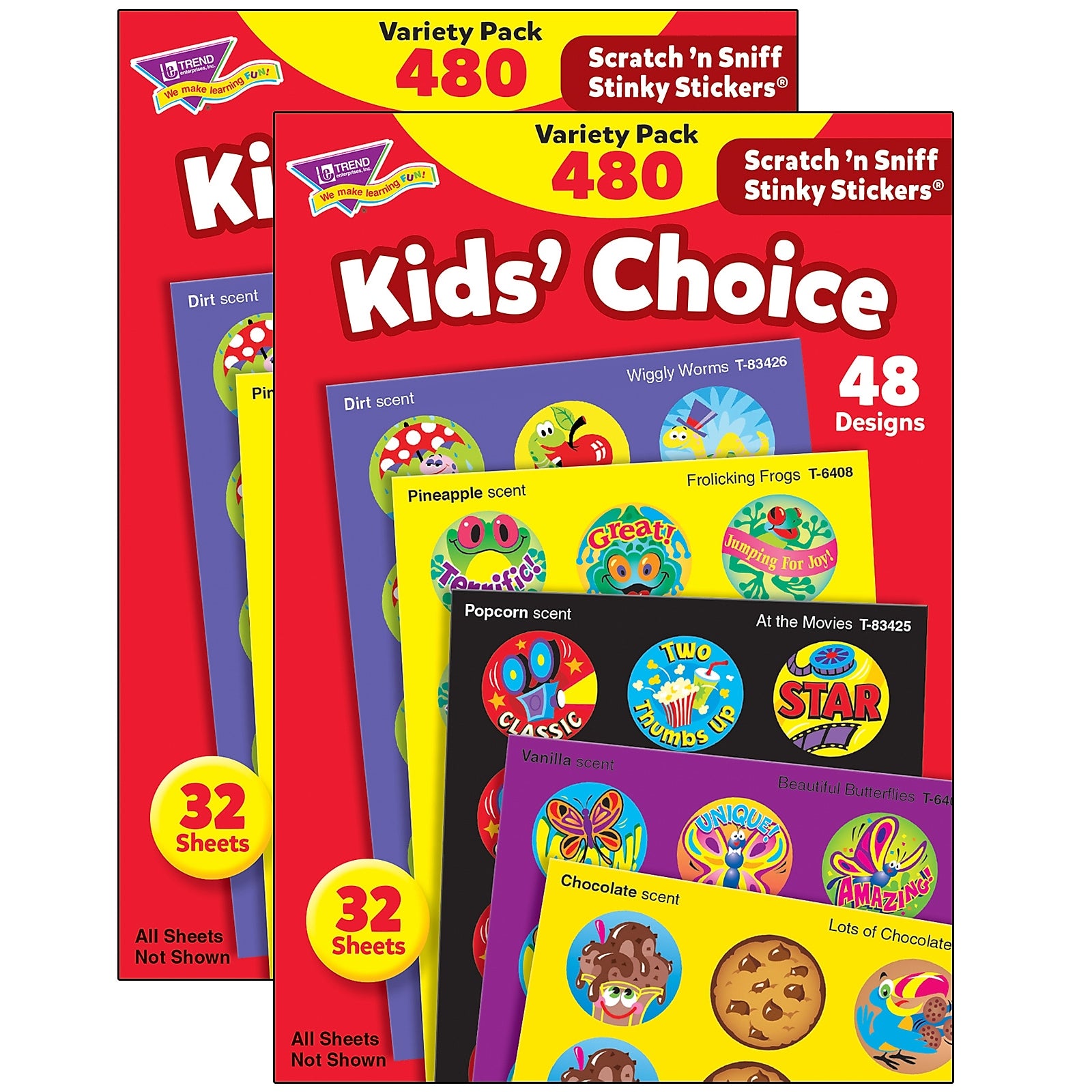 TREND Kids' Choice Stinky Stickers Variety Pack, Multicolored, 480/Pack, 2 Packs/Bundle (T-089-2)