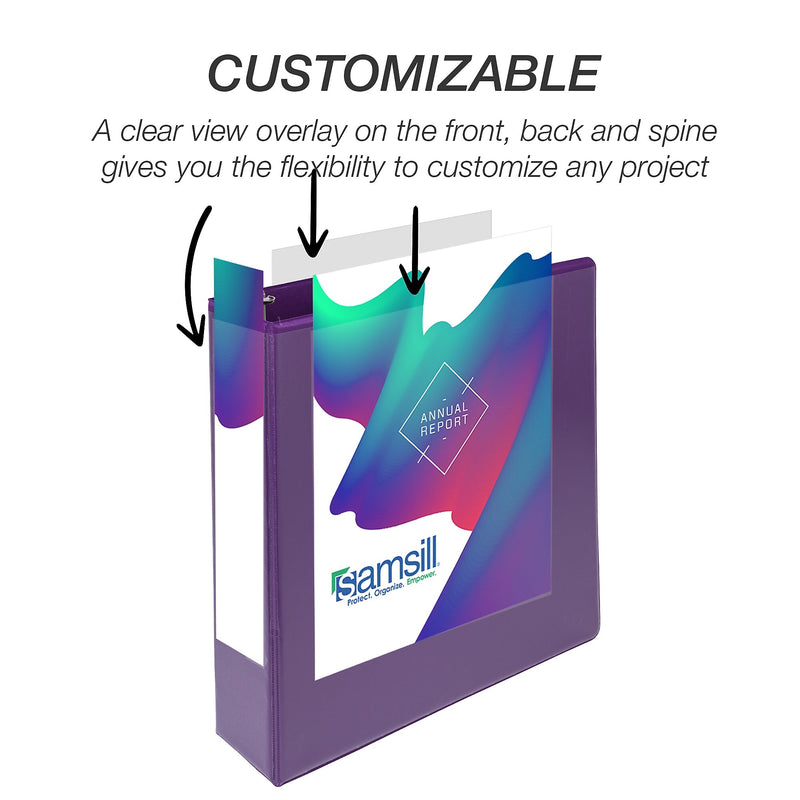 Samsill Durable 2" View Binders, D-Ring, Made in USA, Assorted Fashion Colors, 4/Pack (MP46469)
