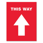 Social Distancing Floor Decals, 8.5 X 11, This Way, Red Face, White Graphics, 5/pack