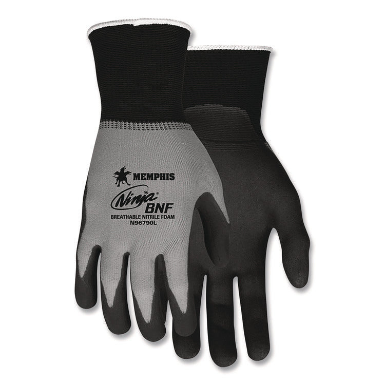 Ninja Nitrile Coating Nylon/Spandex Gloves, Small, Black/Gray, 12 Pairs