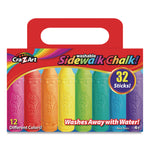 Washable Sidewalk Chalk, 12 Assorted Colors, 32 Sticks/box