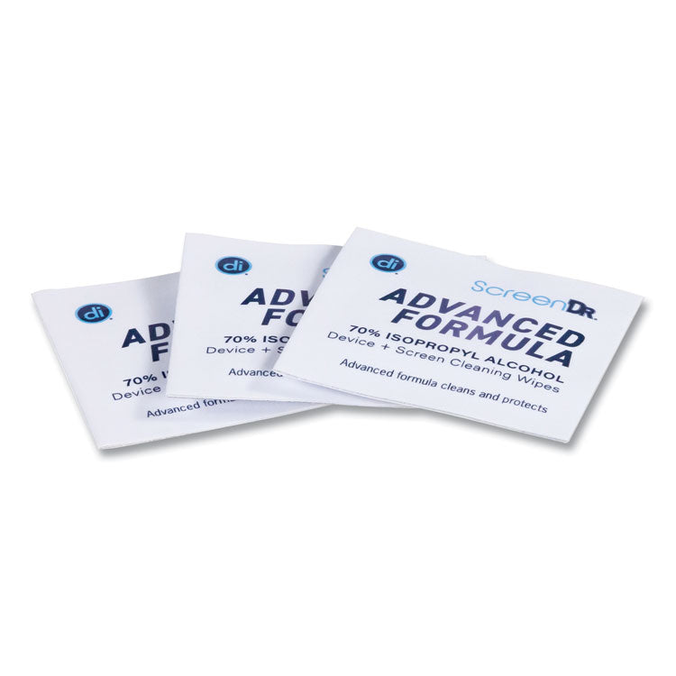 ScreenDr Device and Screen Cleaning Wipes, Includes 30 Individually Wrapped Wipes and 8" Microfiber Cloth, 6 x 5, White
