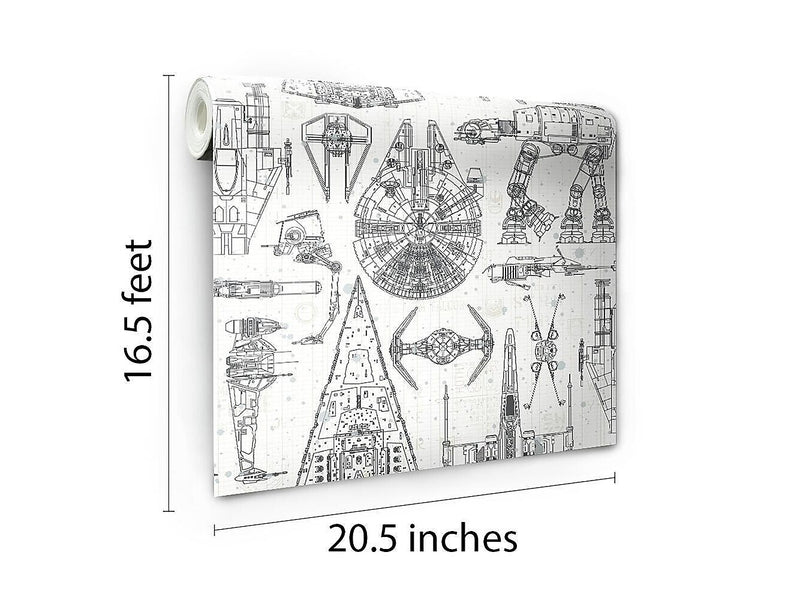 RoomMates Star Wars Blueprint Contemporary Wallpaper, Movies & TV (RMK11036WP)