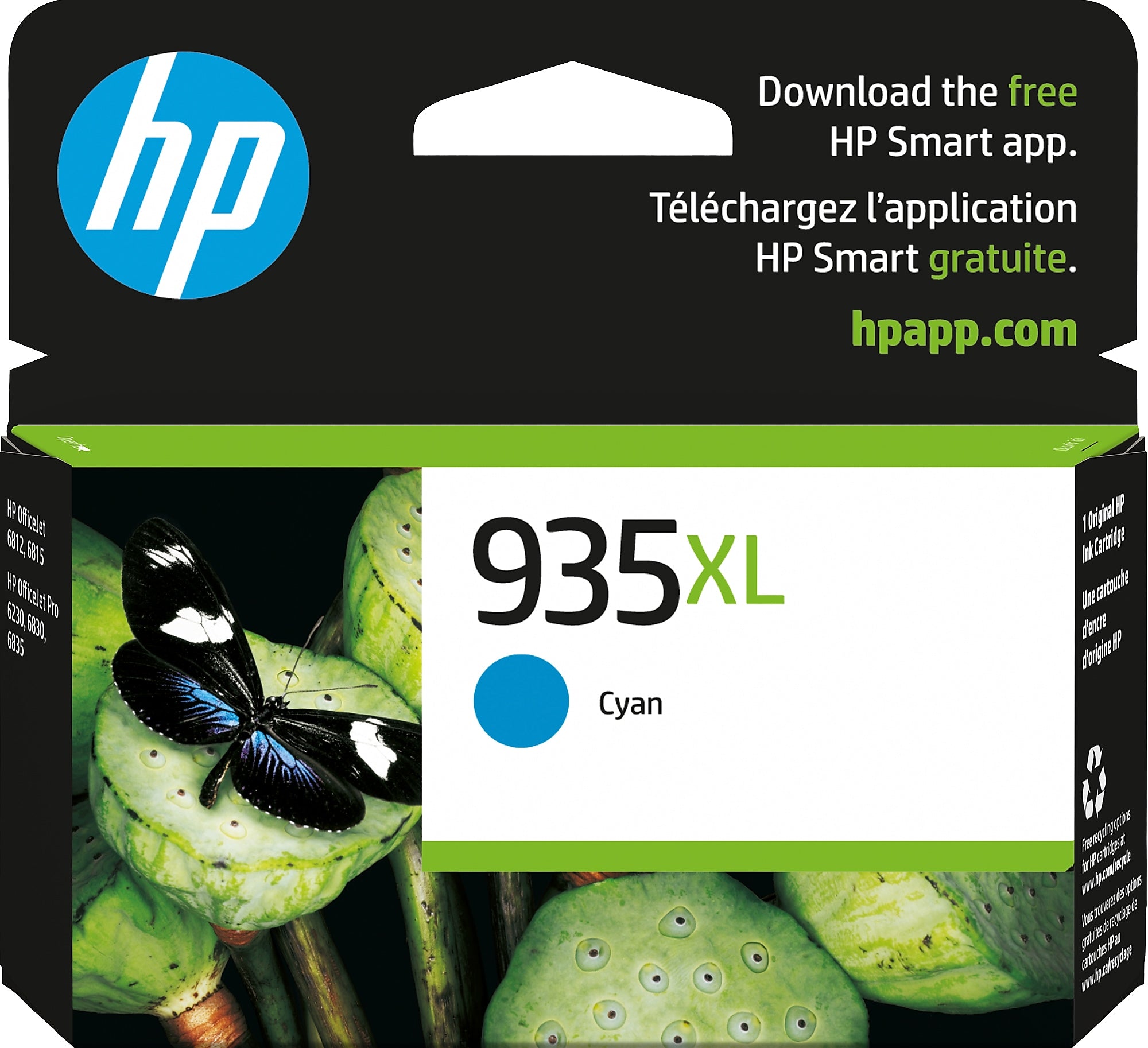HP 935XL Cyan High Yield Ink Cartridge, Prints Up to 825 Pages (C2P24AN#140)