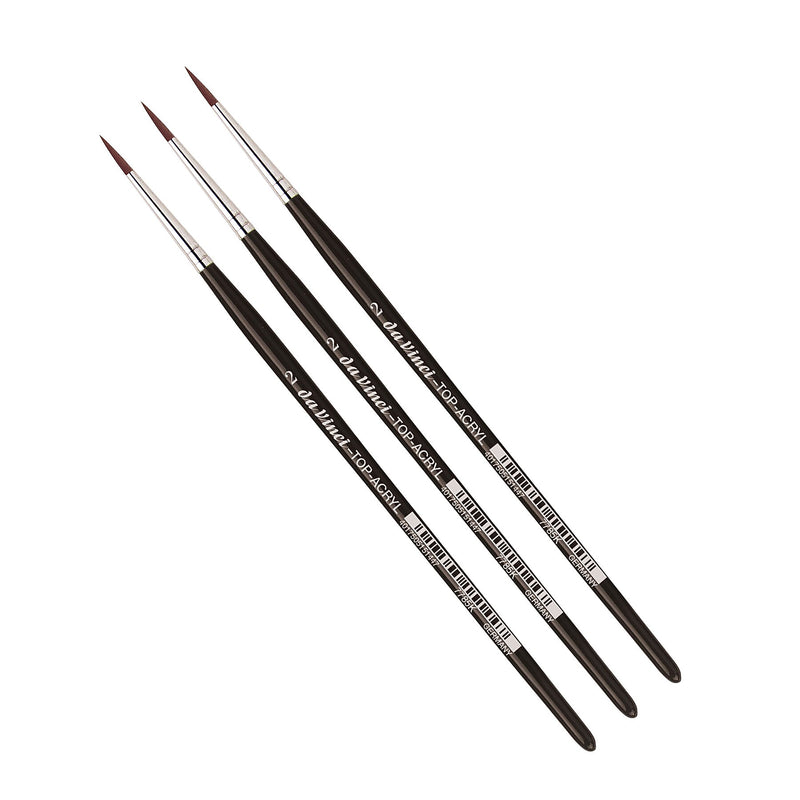 da Vinci TOP-ACRYL Oil and Acrylic Synthetic Bristle Red-Brown Round Brush, 3 Brushes/Pack (DVXVA7785K2-3)