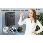 AdirOffice Steel Locking Wall Mounted Drop Box Interoffice Mailbox with Key and Combination Lock , Black (631-04-BLK-KC-PKG)