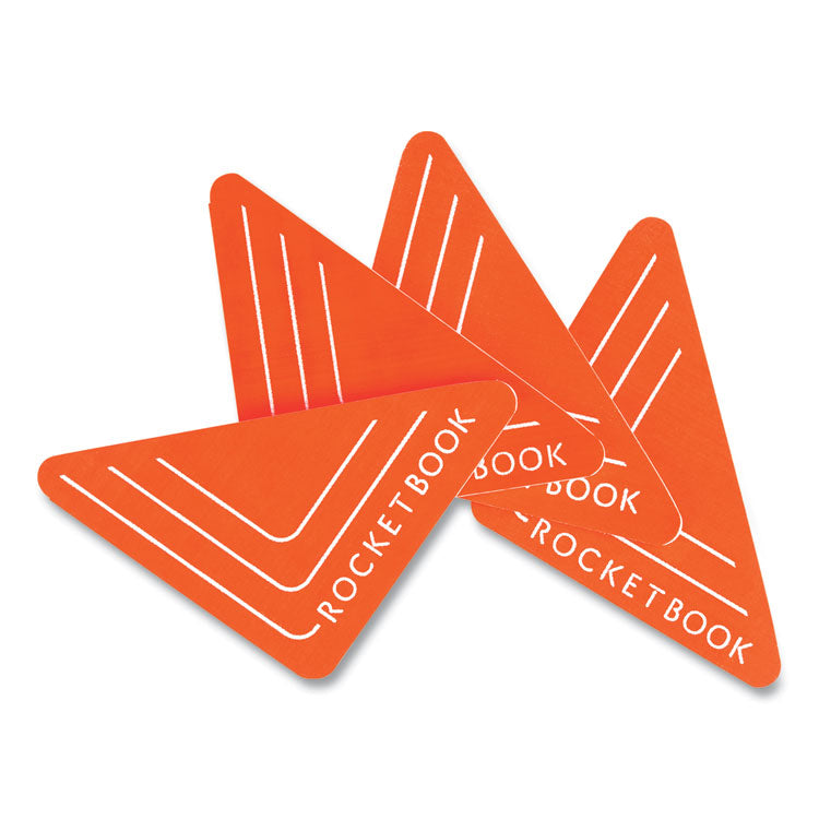 Beacons Smart Stickers for Whiteboards, Reusable Triangles, 2.5" x 2.5", Fluorescent Orange, 4 Pieces