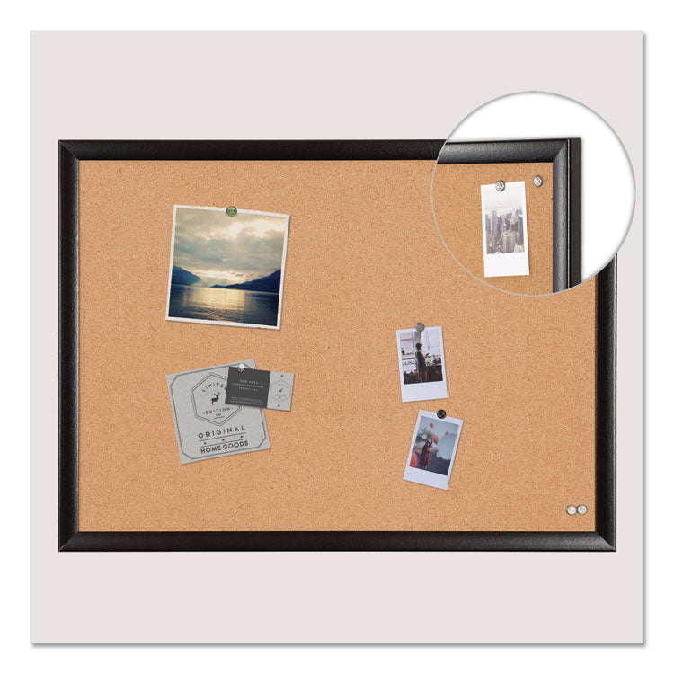 Cork Bulletin Board, 24" x 18" (Actual Size: 23" x 17"), Tan Surface, Black Wood Frame