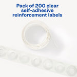 Avery Self-Adhesive Plastic Reinforcement Labels, 1/4" Diameter, Glossy Clear, 200/Pack (13966/5721)