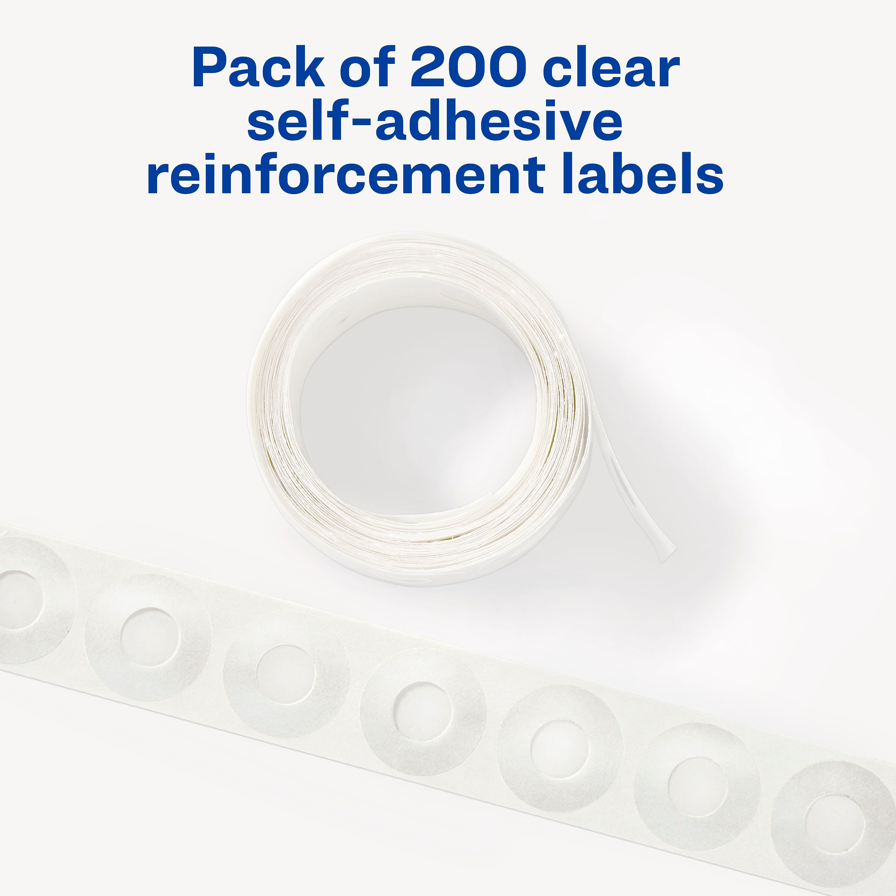 Avery Self-Adhesive Plastic Reinforcement Labels, 1/4" Diameter, Glossy Clear, 200/Pack (13966/5721)