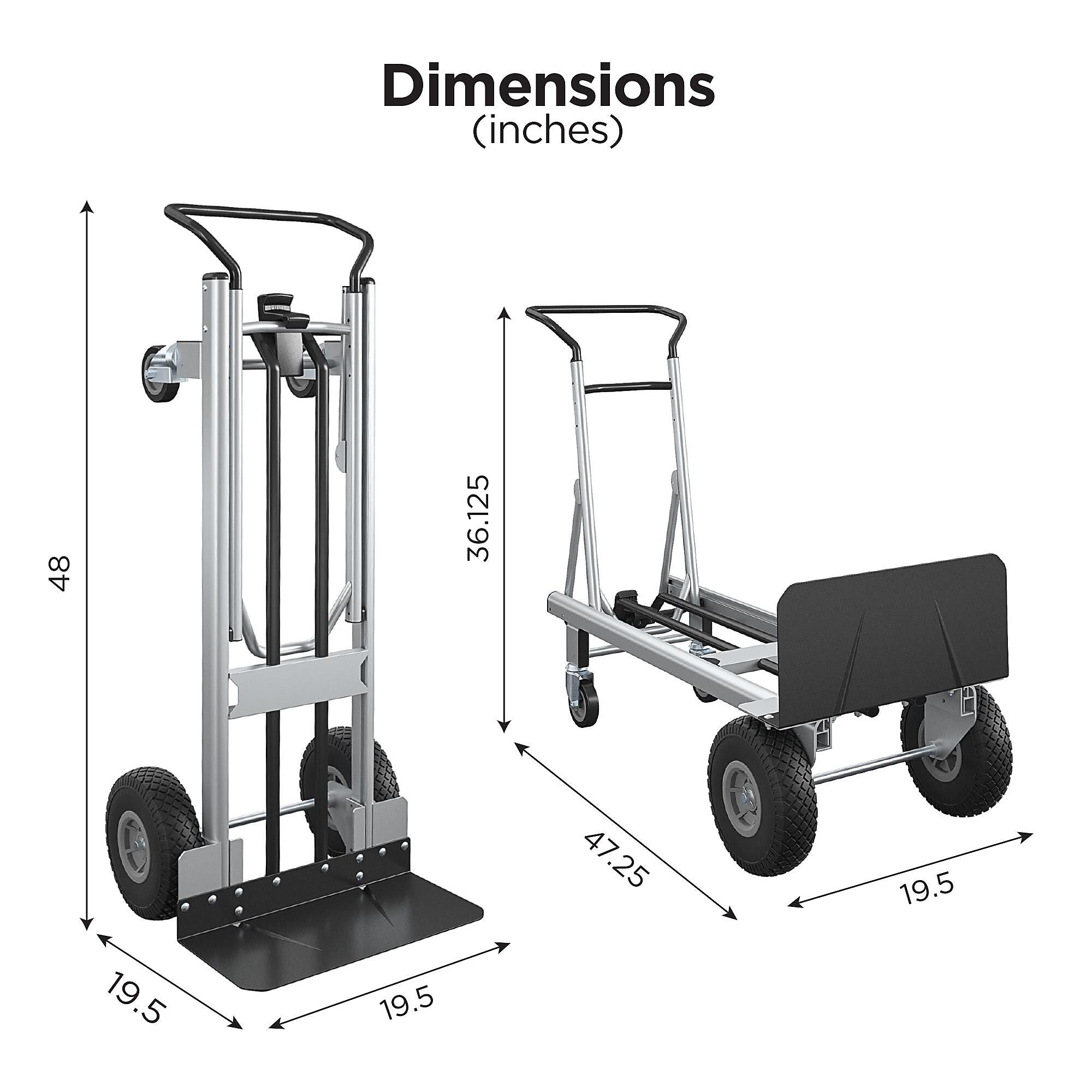 Cosco Convertible Hand Truck, 1000/800 lb. Capacity, Aluminum (12204ASB1E)
