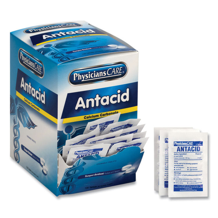 Antacid Calcium Carbonate Medication, Two-Pack, 50 Packs/box