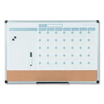 3-in-1 Calendar Planner, Monthly Planning/Scheduling Calendar, 36" x 24", White Surface, Satin Aluminum Frame
