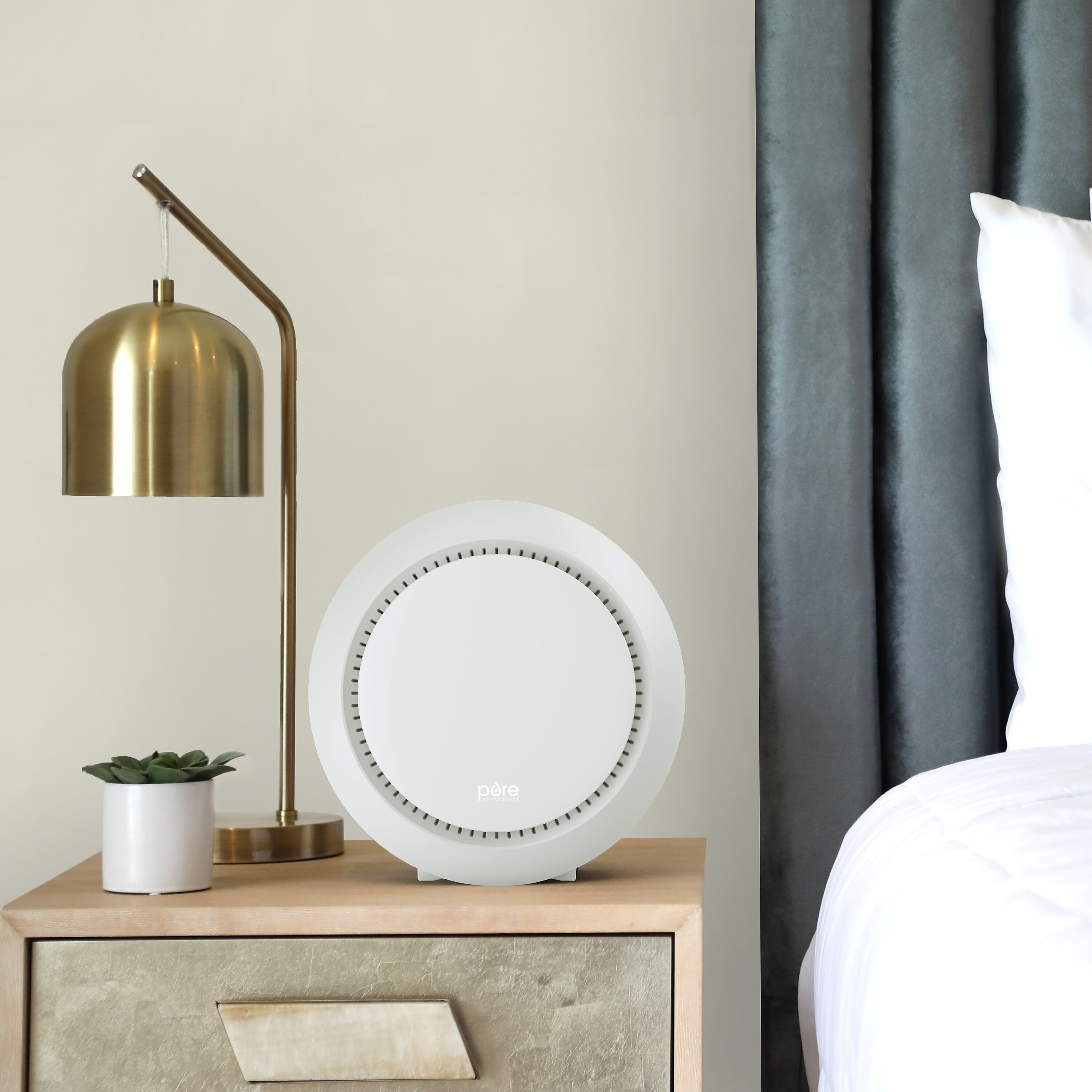Pure Enrichment PureZone Halo True HEPA Air Purifier, Oyster Gray (PEAIRDSK-OG)