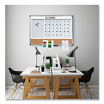 3-in-1 Calendar Planner, Monthly Planning/Scheduling Calendar, 36" x 24", White Surface, Satin Aluminum Frame