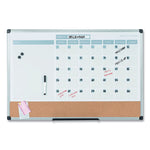 3-in-1 Calendar Planner, Monthly Planning/Scheduling Calendar, 36" x 24", White Surface, Satin Aluminum Frame
