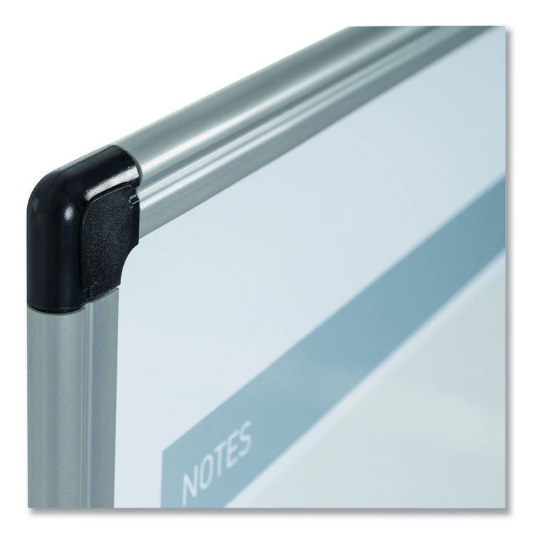 3-in-1 Planner Board, Monthly Planning/Scheduling Calendar, 24" x 18", Tan/White/Blue Surface, Satin Aluminum Frame