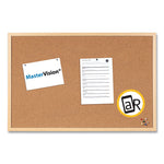 Value Cork Board with Oak Frame, 24" x 36", Brown Surface, Natural Oak Frame