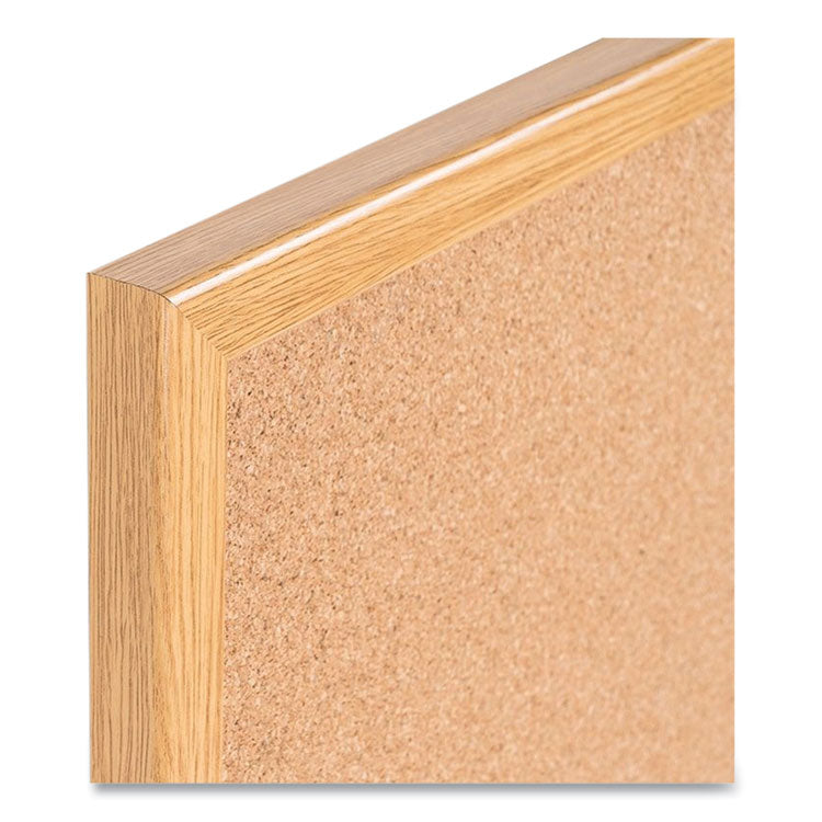 Value Cork Board with Oak Frame, 24" x 36", Brown Surface, Natural Oak Frame