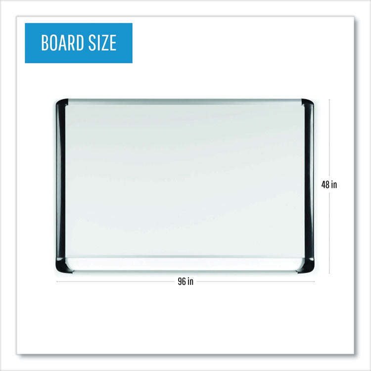 Pure Platinum Dry Erase Board, 96" x 48", White Surface, Silver/Black Aluminum Frame