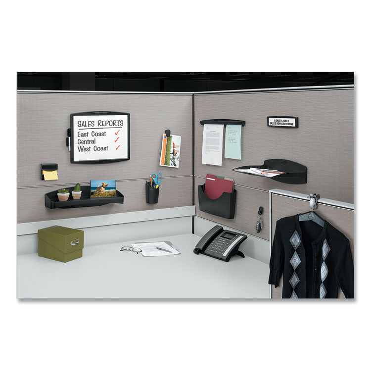 Plastic Partition Additions Nameplate, 9 x 0.75 x 2.5, Fabric Panel Mount, Dark Graphite