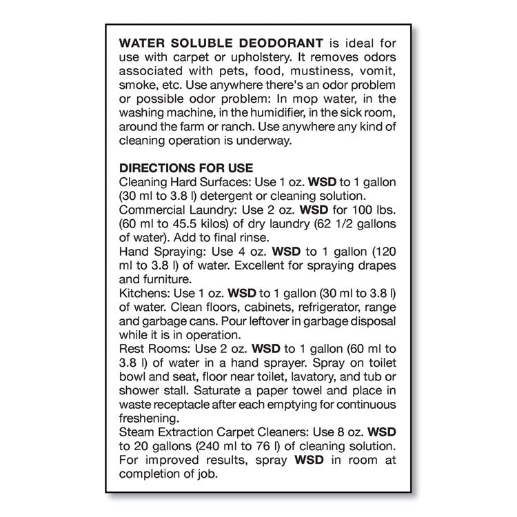 Water-Soluble Deodorant, Mountain Air, 1 Gal Bottle, 4/carton