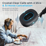 TREBLAB U5 Hybrid Active Noise Cancelling Over-Ear Headphones, Black