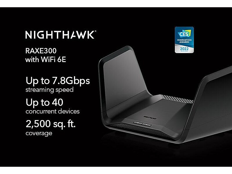 Netgear Nighthawk AXE7800 7800Mbps Tri-Band MU-MIMO 6E Router, Black (RAXE300-100NAS)