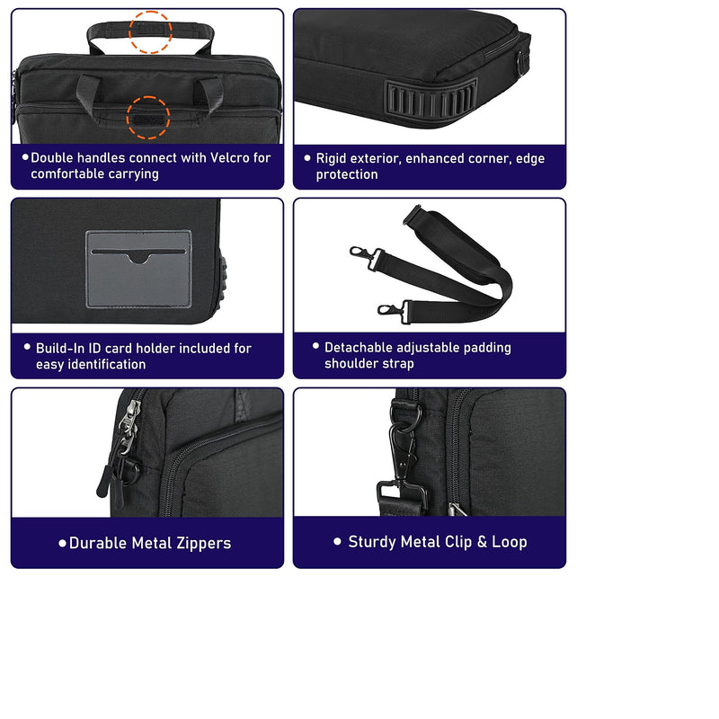 TechProtectus Nylon Water Resistant Messenger Bag, Black (RTP-BK-BC11)