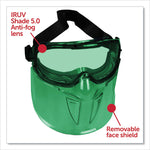 V90 Shield Safety Goggles with Face Shield, Over Glasses, Green Anti-Fog Lens, 6/Box