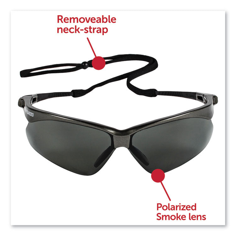 Nemesis Safety Glasses, Gunmetal Frame, Smoke Lens, 12/Box