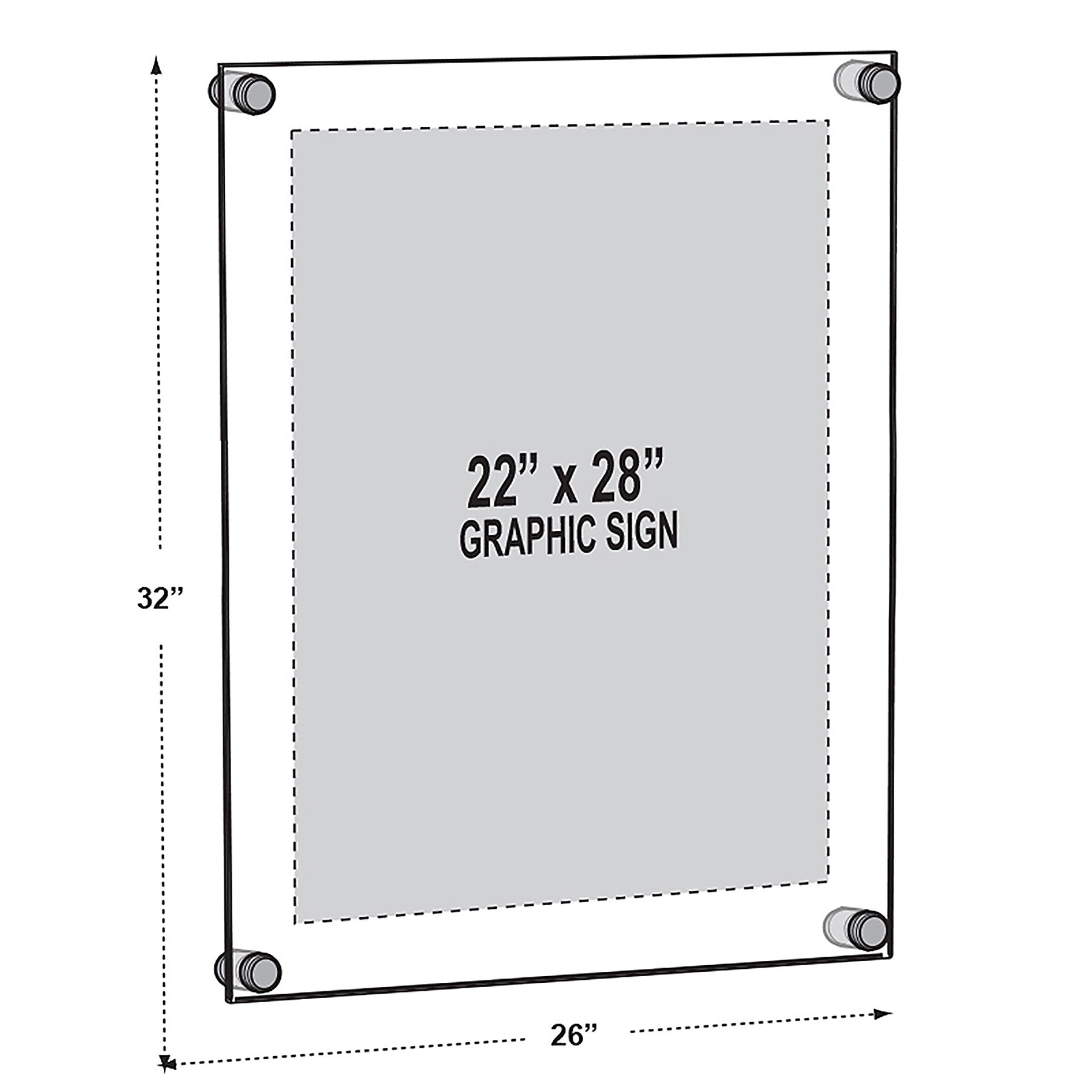 Azar Poster Holder, 26" x 32", Wall Mounted, Black, Acrylic (105530-BLK)