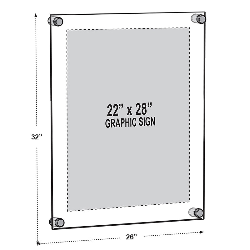 Azar Poster Holder, 26" x 32", Wall Mounted, Black, Acrylic (105530-BLK)