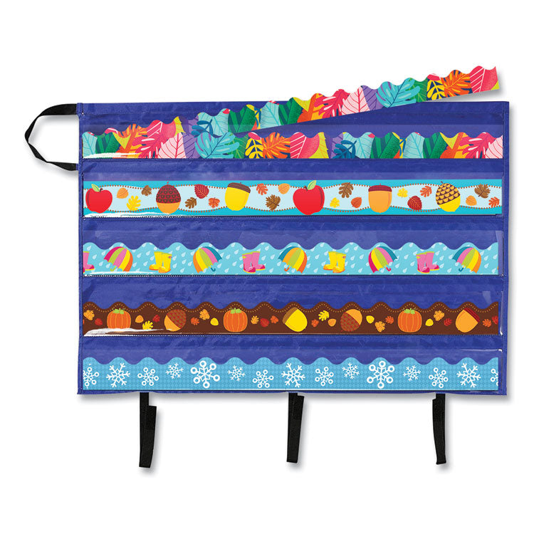 Border Storage Pocket Chart, 41" x 24.5", Blue/Clear