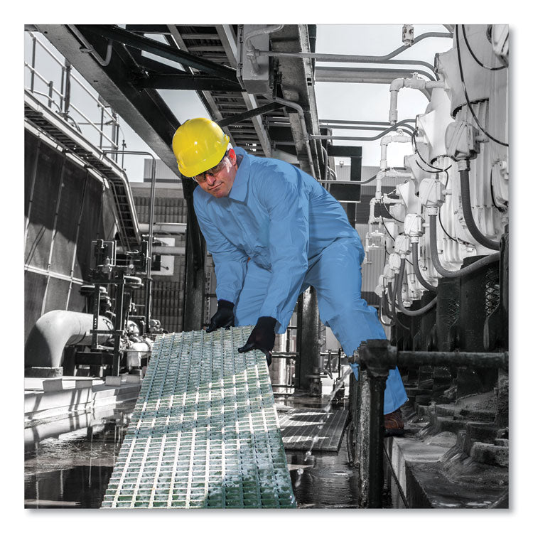 A65 Zipper Front Flame-Resistant Hooded Coveralls, Elastic Wrists and Ankles, 6X-Large, Blue Denim, 21/Carton