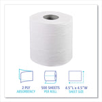 2-Ply Toilet Tissue, Septic Safe, White, 4.5 x 4.5, 500 Sheets/Roll, 96 Rolls/Carton