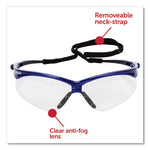 Nemesis Safety Glasses, Metallic Blue Frame, Clear Anti-Fog Lens, 12/Box