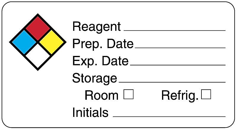Laboratory Reagent Label, 3" x 1-5/8"