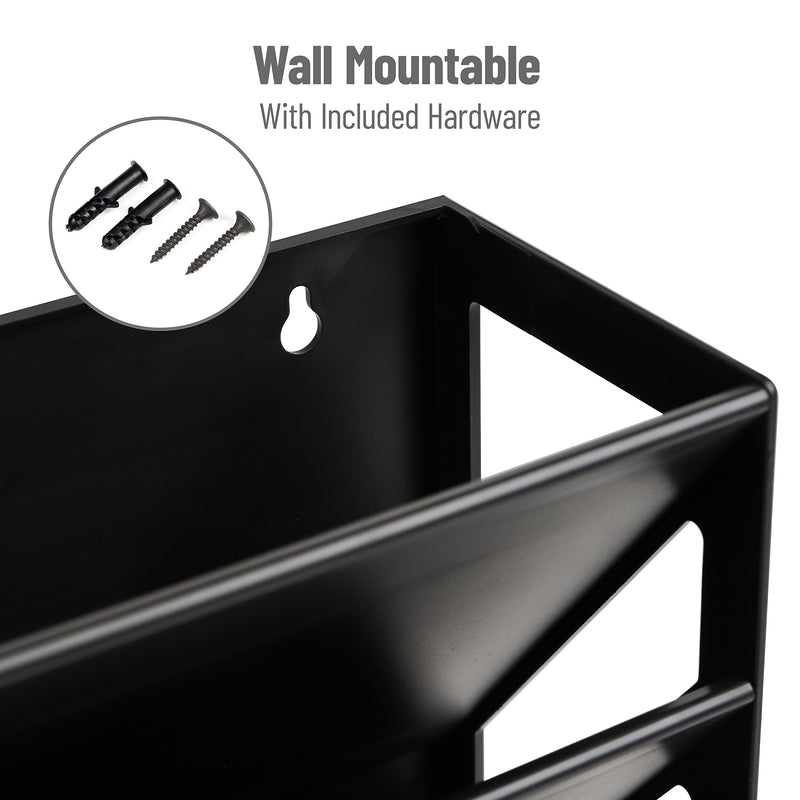 Mind Reader 5-Compartment Plastic Mountable Wall File, Black (WALLANCH-BLK)