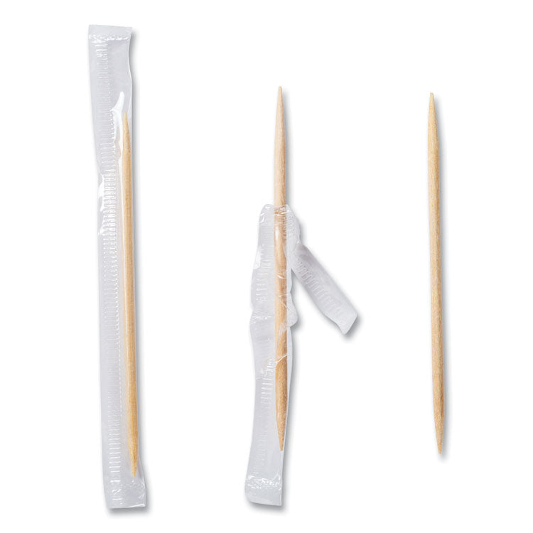 Cello-Wrapped Round Wood Toothpicks, 2.5", Natural, 1,000/box, 15 Boxes/carton