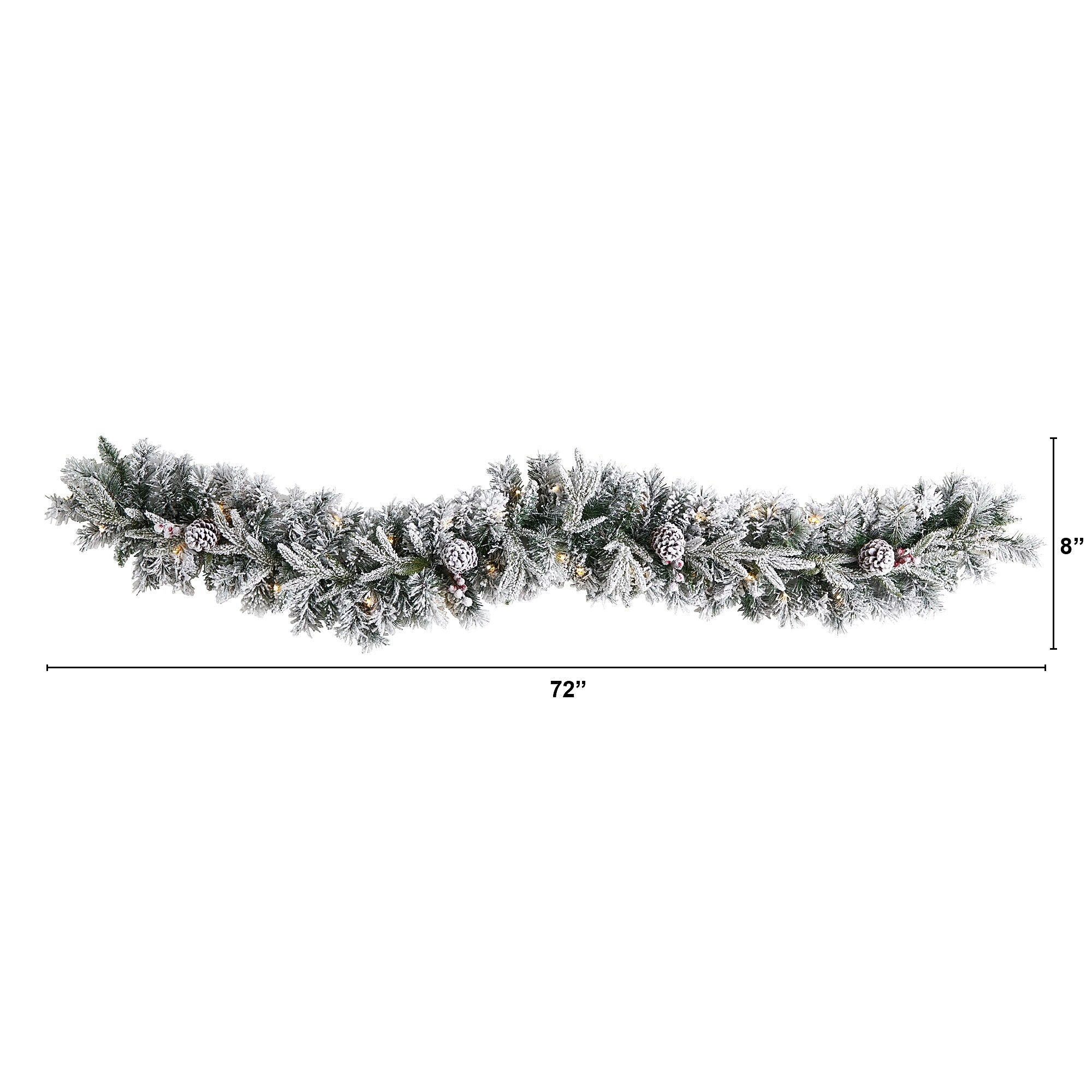 Nearly Natural 6-ft Flocked Artificial Christmas Garland with Pine Cones and 35 Warm White LED Lights (W1309)
