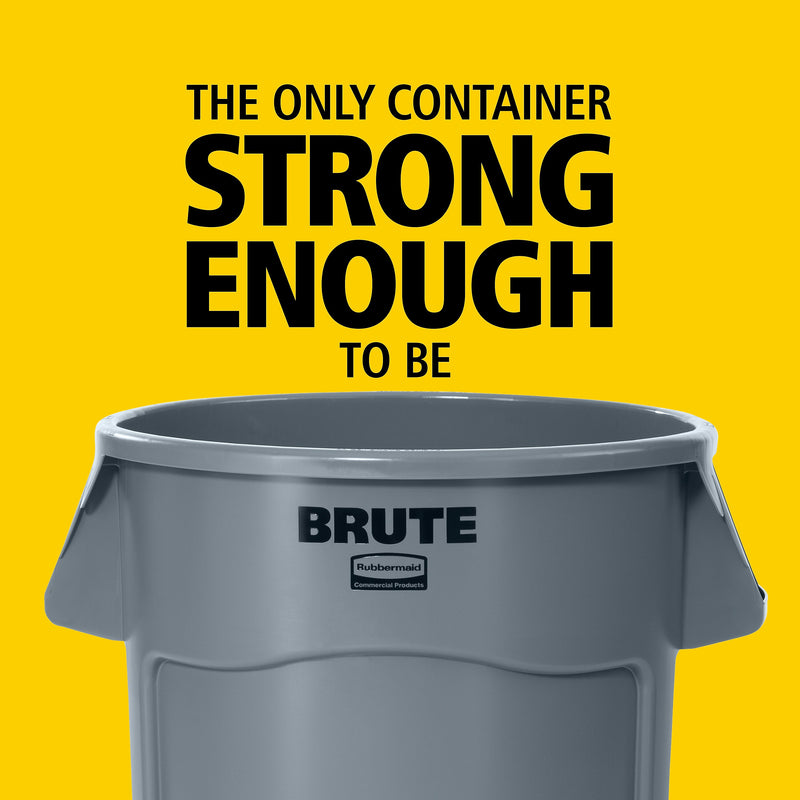 Rubbermaid® Brute® Vented Trash Receptacle without Lid, 55 Gallons, Gray (FG265500GRAY)