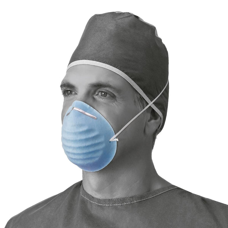 Medline Disposable Cone Face Masks with Headband, One Size, Blue, 50/Box (NON27381Z)